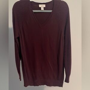 Women’s Burgundy V-Neck Sweater